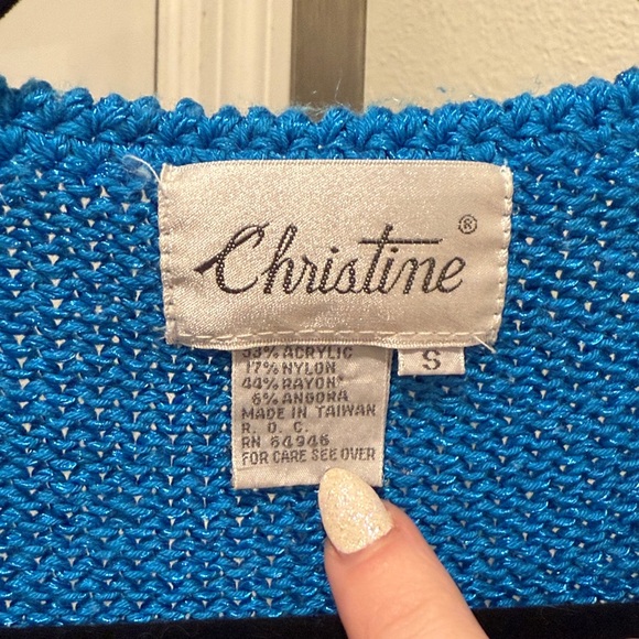 Vintage Christine Abstract Angora Pearl Sweater - Picture 6 of 7